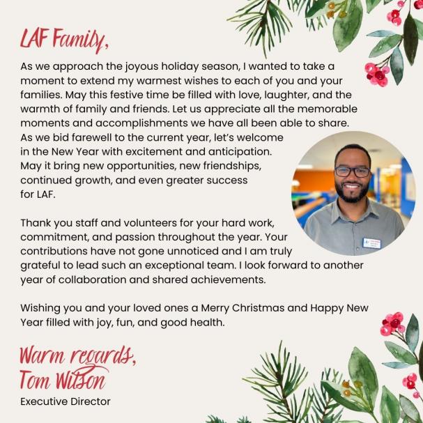 Holiday Message from Tom